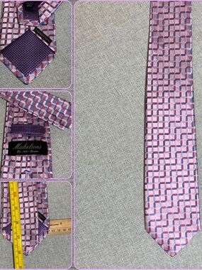Michelson’s London Sevenfold Silk Tie Pink 3D Cube Pattern
